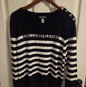 Karl Lagerfeld Black and White Striped Sweatshirt